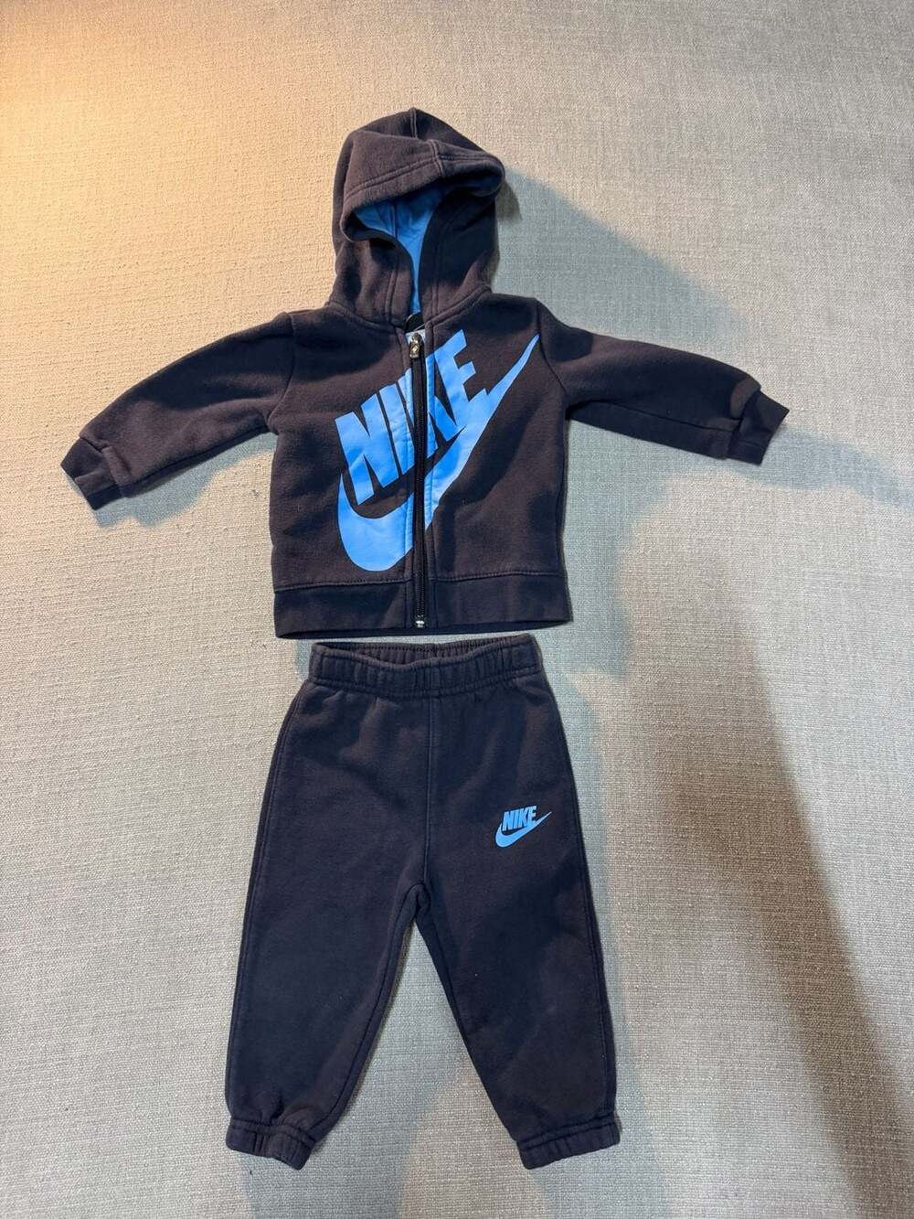 Nike Baby Toddler Black and Blue Full-Zip Hoodie and Jogger Pants Tracksuit Set